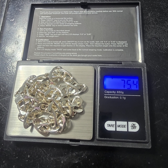 925 Sterling Silver Unisex Chain Necklace Size: 22" - Picture 4 of 7